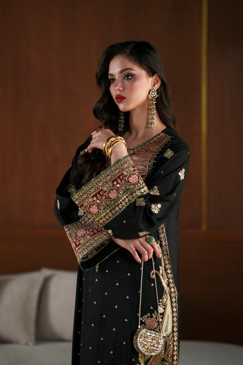 ETHNIC - Luxury Raw Silk Embroidered Unstitched 3PC Suit-Kaftan