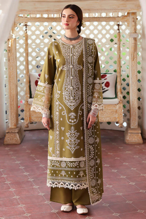 MAHNUR - 3PC DHANAK EMBROIDERED SHIRT WITH DHANAK EMBROIDERED SHAWL AND TROUSER - KPR-2227