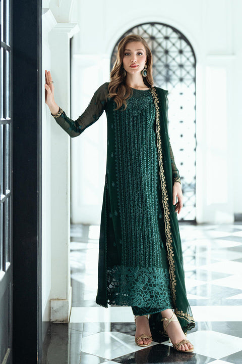 Azure Embroidered Chiffon Suits Unstitched 3 Piece - Ensembles | Emerald Whisper