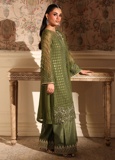 AZURE Embroidered Unstitched Chiffon Suits 3 Piece AZU25EU ES-119 Moss Glow - Festive Collection