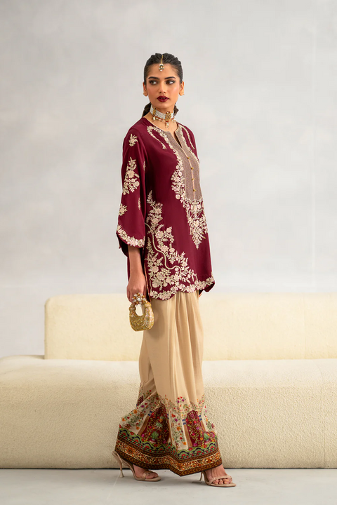Ethnic Silk Unstitched 2PC Embroidery Suit - D115
