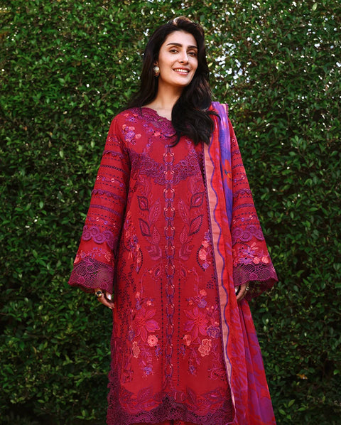 Mushq - 3-piece luxury unstiched embroidered dress- dhannk dress with Pashimna Shawl (Falling Petals)
