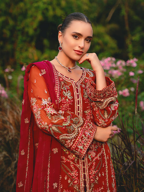 GULAL - Unstitched Embroidered Chiffon Suit | Athena