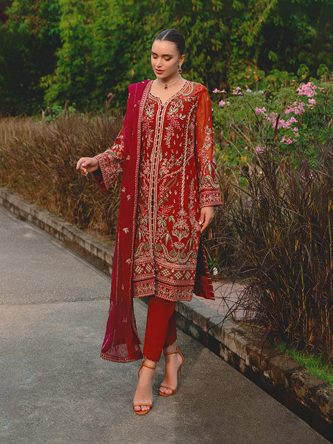 GULAL - Unstitched Embroidered Chiffon Suit | Athena