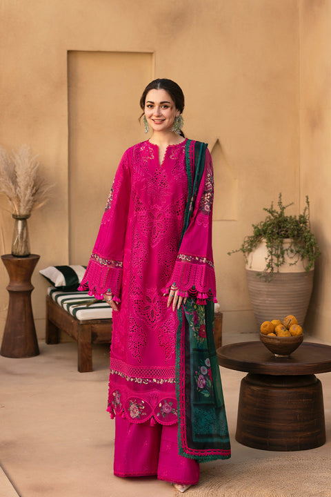 SAIRA RIZWAN - 3PC DHANAK EMBROIDERED SHIRT WITH PRINTED SHAWL AND TROUSER - KPR-SRL25-04