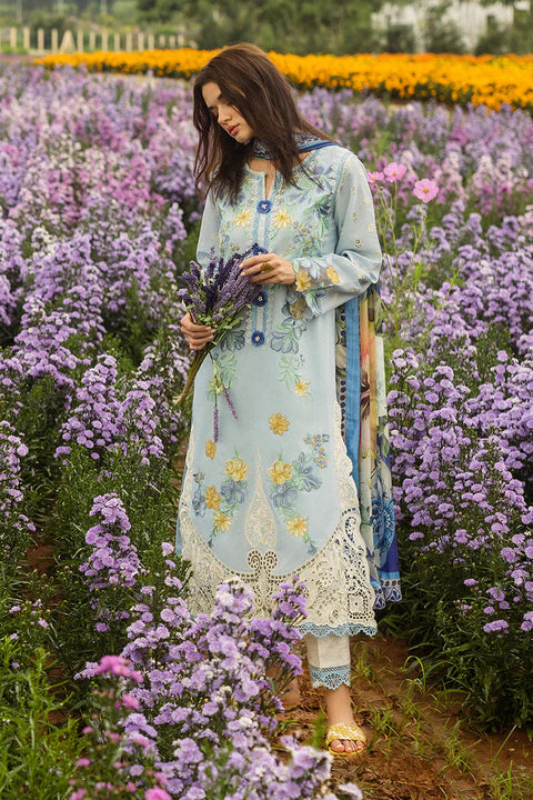 MUSHQ - 3PC LAWN EMBROIDERED SHIRT WITH VOIL PRINTED SHAWL AND TROUSER - KPR 2453