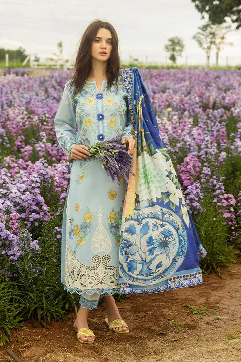 MUSHQ - 3PC LAWN EMBROIDERED SHIRT WITH VOIL PRINTED SHAWL AND TROUSER - KPR 2453