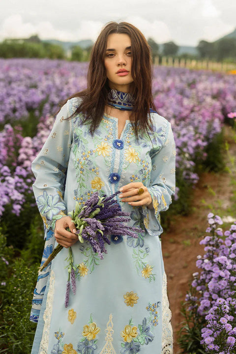 MUSHQ - 3PC LAWN EMBROIDERED SHIRT WITH VOIL PRINTED SHAWL AND TROUSER - KPR 2453
