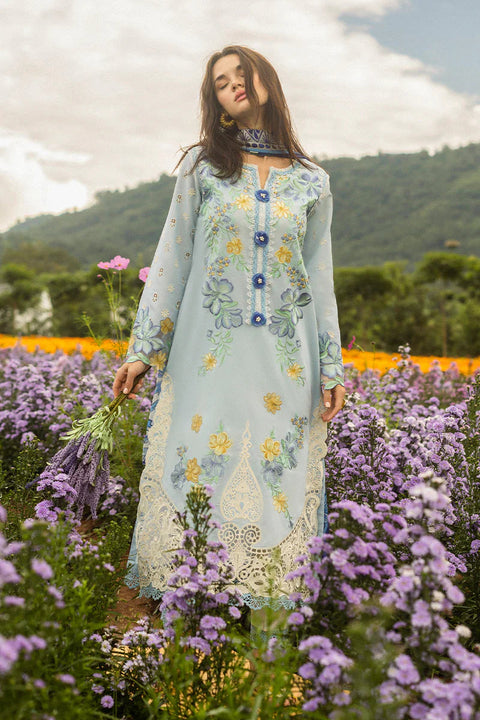 MUSHQ - 3PC LAWN EMBROIDERED SHIRT WITH VOIL PRINTED SHAWL AND TROUSER - KPR 2453
