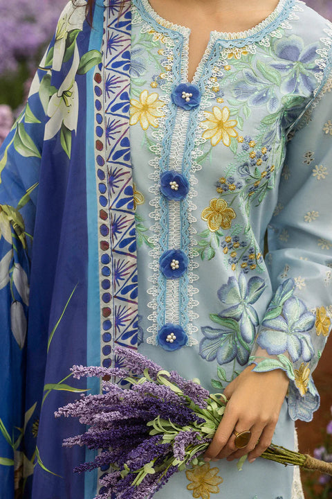 MUSHQ - 3PC LAWN EMBROIDERED SHIRT WITH VOIL PRINTED SHAWL AND TROUSER - KPR 2453