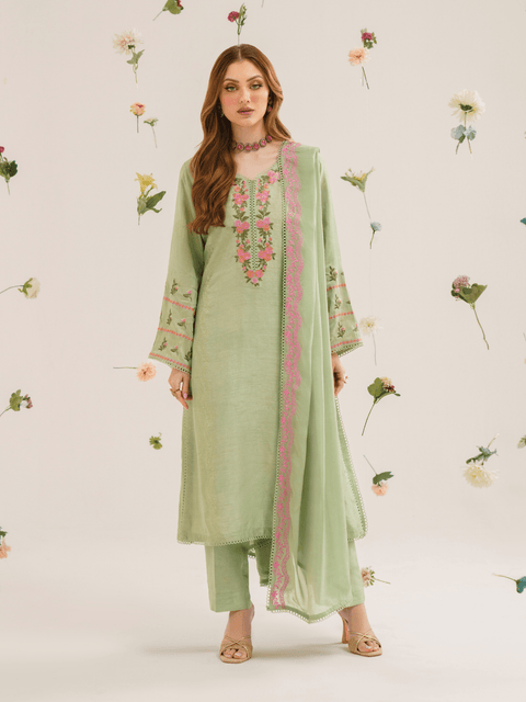 GARNET - 3PC LAWN EMBROIDERED SHIRT WITH CHIFFON EMBROIDERED DUPATTA AND TROUSER - HZG1602 - Kaprang