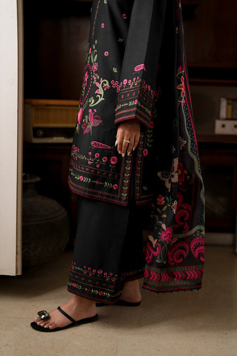Zaib - 3-piece luxury unstiched embroidered dress- (Muse)