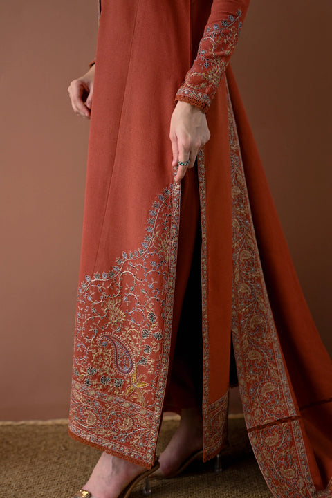 ZAIB - 3PC DHANAK EMBROIDERED SHIRT WITH DHANAK EMBROIDERED SHAWL AND TROUSER - KPR 12