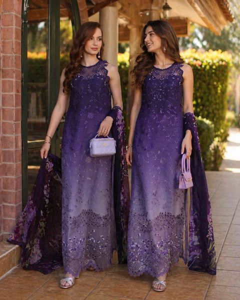 Noor-eid-luxe - 3 Piece Unstitched Embroidered Lawn Suit D4 - A - Seraphine