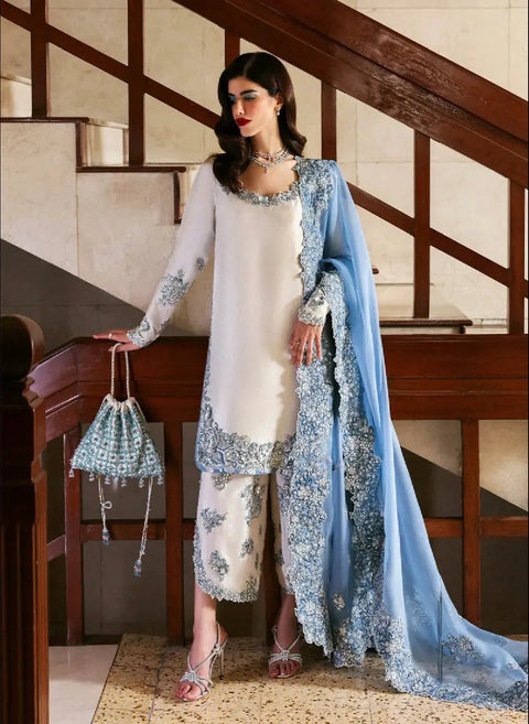 Jazmin White Embroidered 3 Piece Unstitched Luxury Lawn