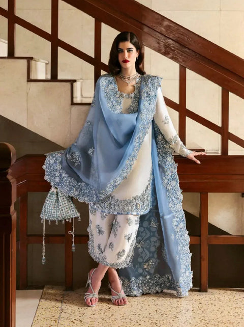 Jazmin White Embroidered 3 Piece Unstitched Luxury Lawn