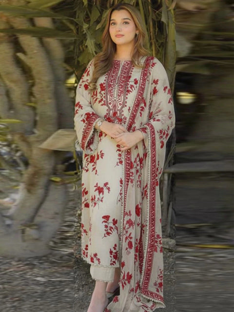 ANEELA - 3 Piece Unstitched Embroidered Lawn Suit - 26 A