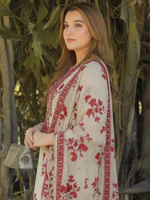 ANEELA - 3 Piece Unstitched Embroidered Lawn Suit - 26 A