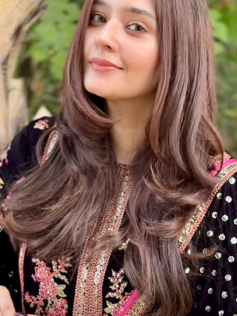 Aneelas Luxury Velvet Suit 3 Piece Unstitched - Oceans