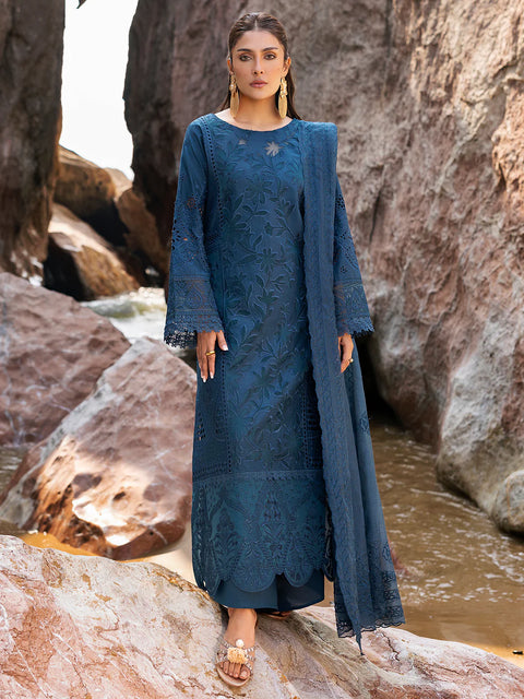 Mahnur - Luxury Lawn Embroidered Unstitched 3 Piece - Iris