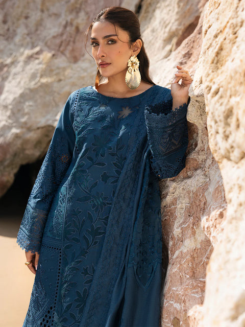 Mahnur - Luxury Lawn Embroidered Unstitched 3 Piece - Iris