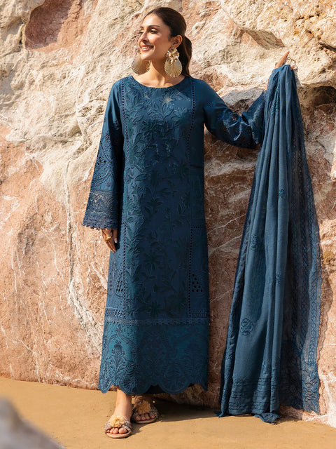 Mahnur - Luxury Lawn Embroidered Unstitched 3 Piece - Iris