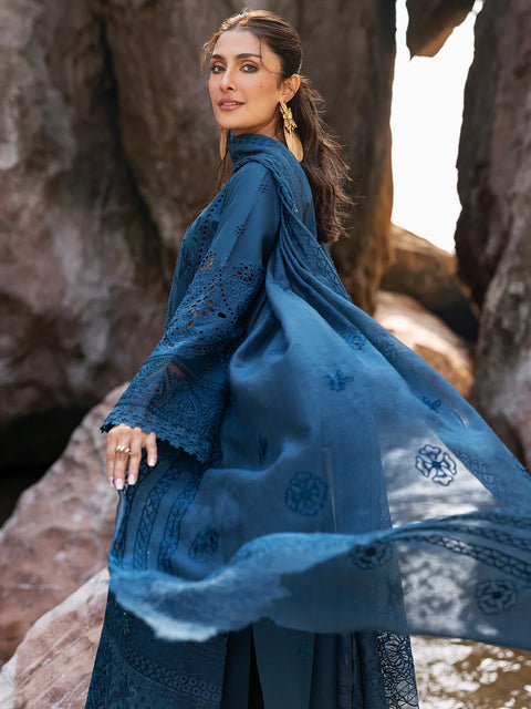 Mahnur - Luxury Lawn Embroidered Unstitched 3 Piece - Iris