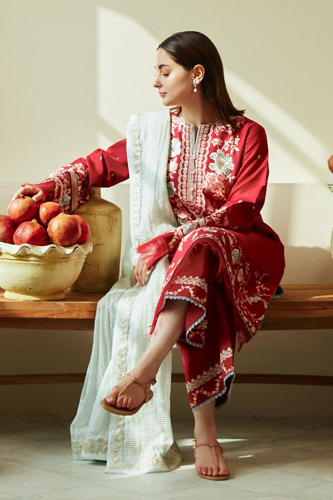 ZARA SHAH JAHAN - 3PC LAWN EMBROIDERED SHIRT WITH EMBROIDERED DUPATTA AND TROUSER - JANAAN