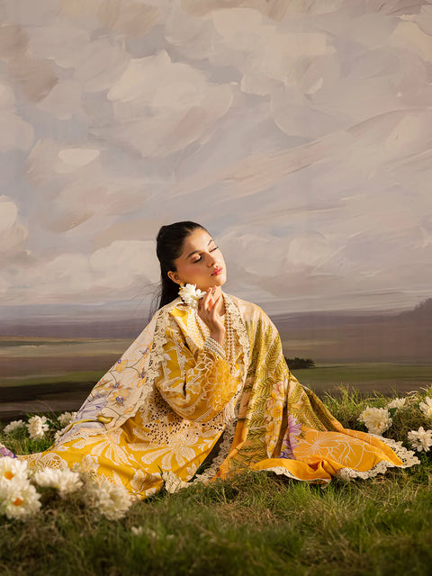Mahnur - 3 Piece Unstitched Embroidered Lawn Suit -K - 03
