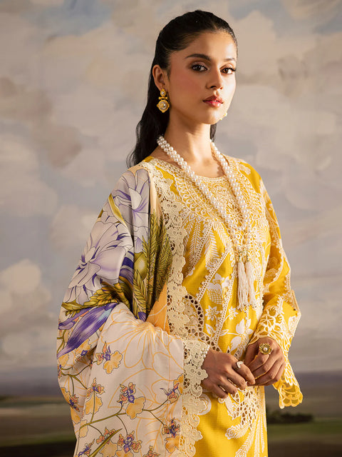Mahnur - 3 Piece Unstitched Embroidered Lawn Suit -K - 03