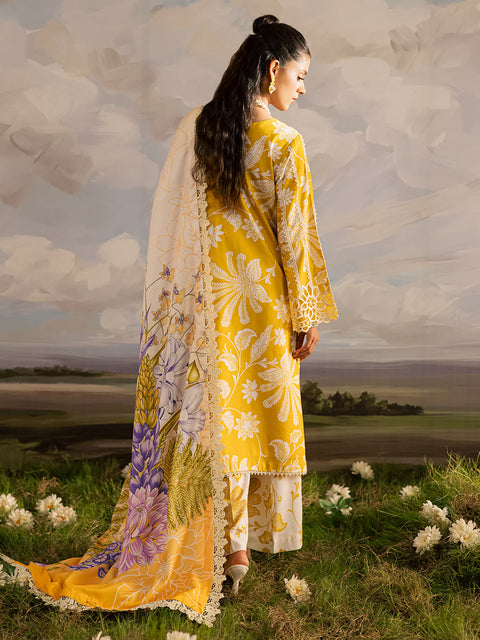 Mahnur - 3 Piece Unstitched Embroidered Lawn Suit -K - 03