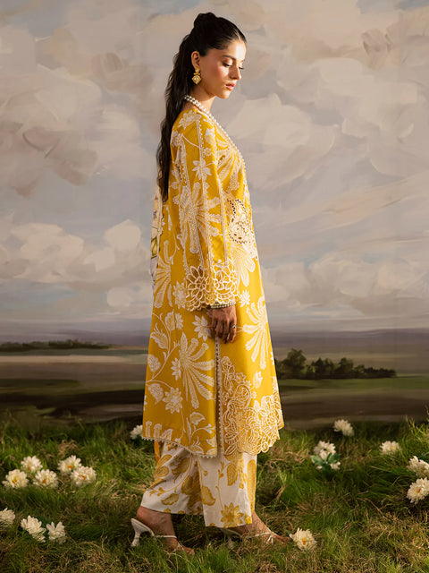 Mahnur - 3 Piece Unstitched Embroidered Lawn Suit -K - 03