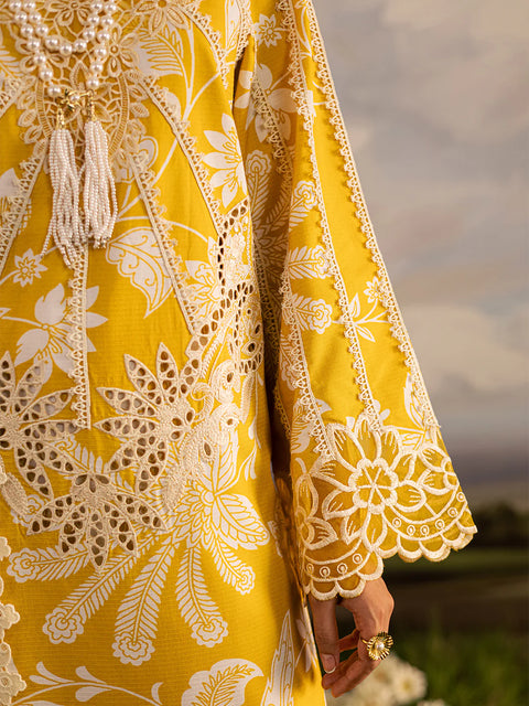 Mahnur - 3 Piece Unstitched Embroidered Lawn Suit -K - 03