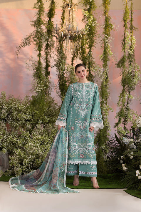 SOBIA NAZIR - 3PC LAWN EMBROIDERED SHIRT WITH CHIFFON PRINTED DUPATTA AND TROUSER - L25-5B