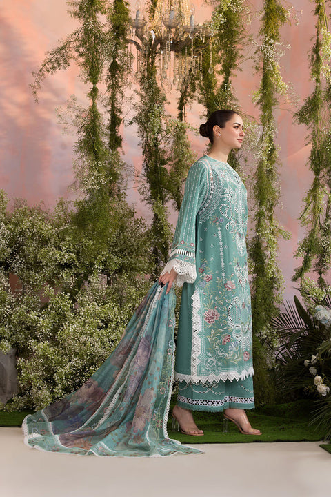SOBIA NAZIR - 3PC LAWN EMBROIDERED SHIRT WITH CHIFFON PRINTED DUPATTA AND TROUSER - L25-5B