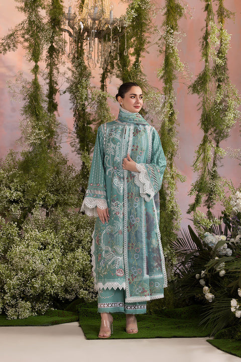 SOBIA NAZIR - 3PC LAWN EMBROIDERED SHIRT WITH CHIFFON PRINTED DUPATTA AND TROUSER - L25-5B