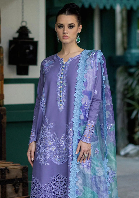 Mushq - 3PC LAWN EMBROIDERED SHIRT WITH PRINTED DUPATTA AND LAWN TROUSER - KPR-S2W3