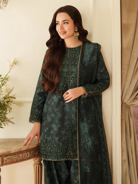 MOHAGNI - 3PC LAWN EMBROIDERED SHIRT WITH MANAAR PRINTED DUPATTA AND TROUSER - KPR 33