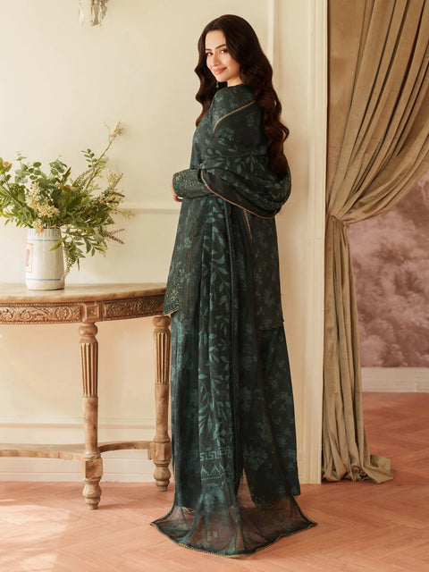 MOHAGNI - 3PC LAWN EMBROIDERED SHIRT WITH MANAAR PRINTED DUPATTA AND TROUSER - KPR 33