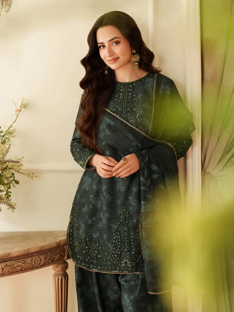 MOHAGNI - 3PC LAWN EMBROIDERED SHIRT WITH MANAAR PRINTED DUPATTA AND TROUSER - KPR 33