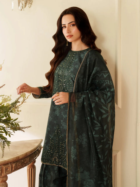 MOHAGNI - 3PC LAWN EMBROIDERED SHIRT WITH MANAAR PRINTED DUPATTA AND TROUSER - KPR 33