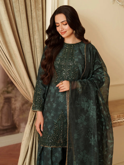 MOHAGNI - 3PC LAWN EMBROIDERED SHIRT WITH MANAAR PRINTED DUPATTA AND TROUSER - KPR 33