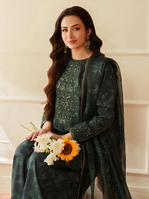 MOHAGNI - 3PC LAWN EMBROIDERED SHIRT WITH MANAAR PRINTED DUPATTA AND TROUSER - KPR 33