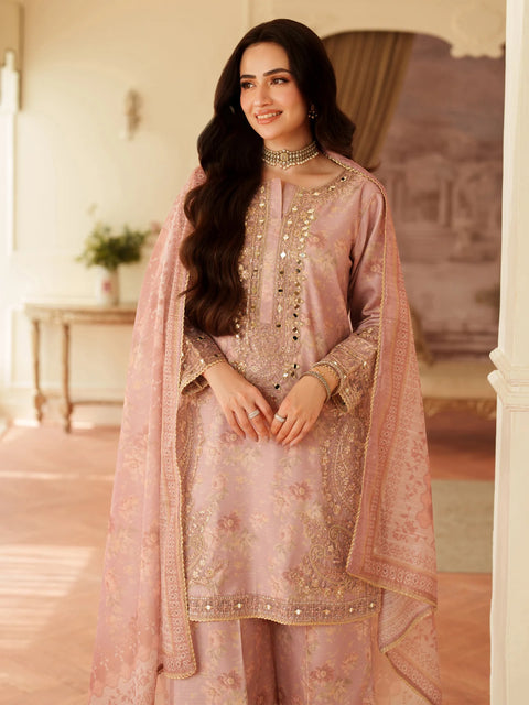 MOHAGNI - 3PC LAWN EMBROIDERED SHIRT WITH MANAAR PRINTED DUPATTA AND TROUSER - KPR 222
