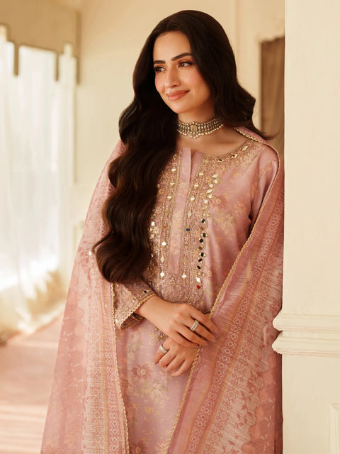 MOHAGNI - 3PC LAWN EMBROIDERED SHIRT WITH MANAAR PRINTED DUPATTA AND TROUSER - KPR 222