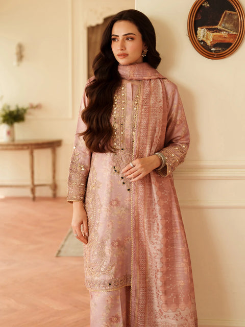 MOHAGNI - 3PC LAWN EMBROIDERED SHIRT WITH MANAAR PRINTED DUPATTA AND TROUSER - KPR 222