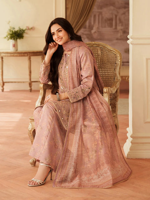 MOHAGNI - 3PC LAWN EMBROIDERED SHIRT WITH MANAAR PRINTED DUPATTA AND TROUSER - KPR 222
