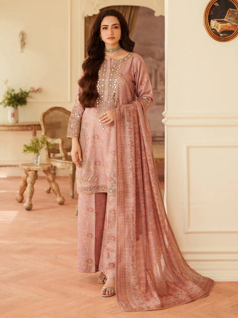 MOHAGNI - 3PC LAWN EMBROIDERED SHIRT WITH MANAAR PRINTED DUPATTA AND TROUSER - KPR 222