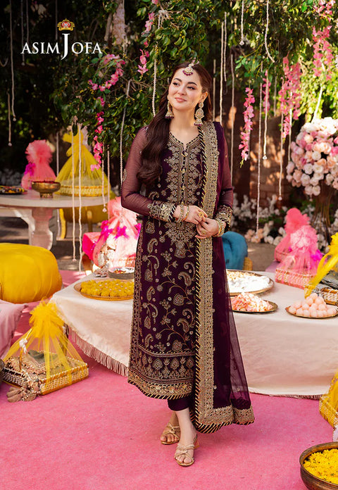 Asim jofa - 3PC CHIFFON EMBROIDERED WITH EMBROIDERED DUPATTA - AJMJ-02