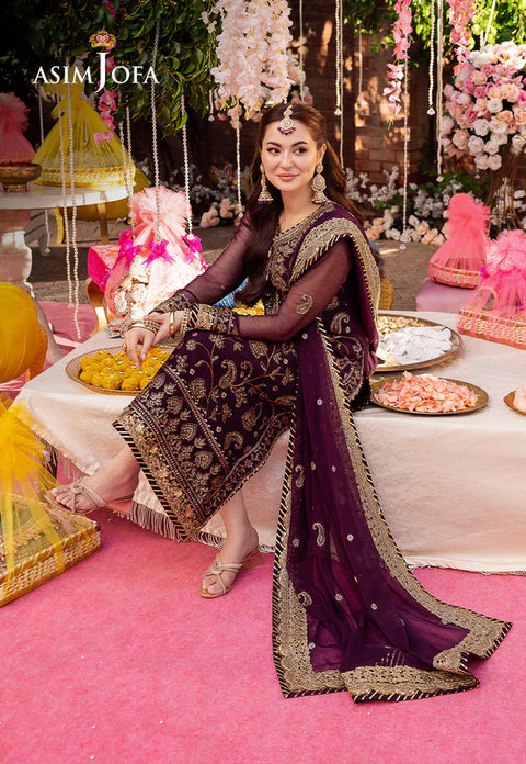 Asim jofa - 3PC CHIFFON EMBROIDERED WITH EMBROIDERED DUPATTA - AJMJ-02